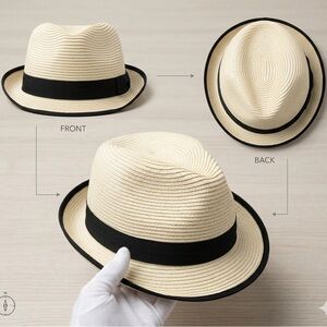 Stylish Cream Fedora Hat with Black Band